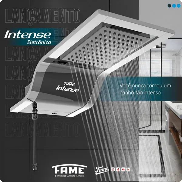 Chuveiro Intense Eletrônico Black Fame | Madezini Comercio de Material de Construção LTDA