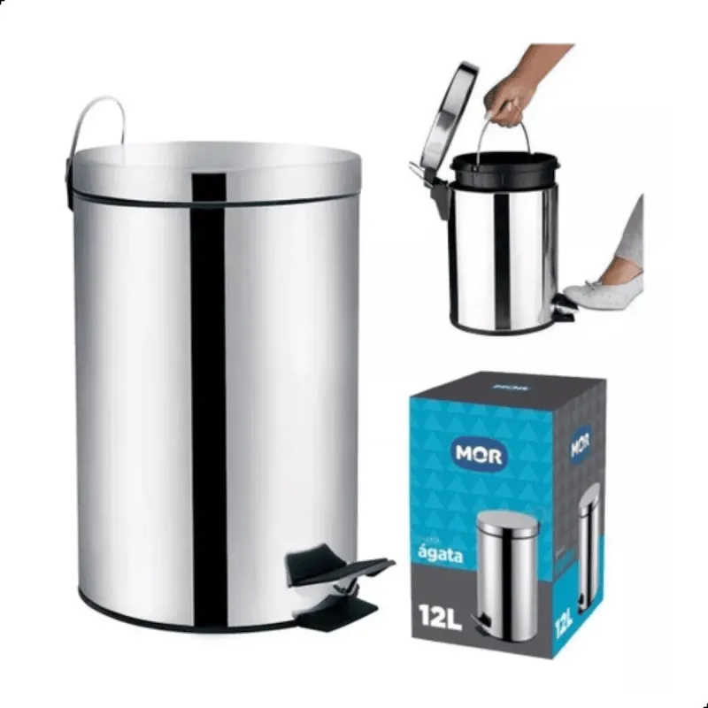 Lixeira Inox Ágata 12L MOR | Madezini Comercio de Material de Construção LTDA